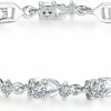 WOSTU Wostu White Gold Plated 3Mm Cz Classic Tennis Wedding Bracelets For Brides Cubic Zirconia| White Gold Bracelets For Women | Size 6.5-8 Inch Best