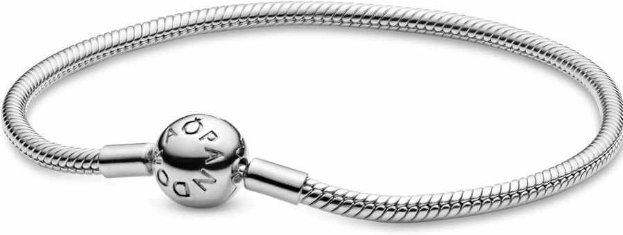 Pandora Pandora Jewelry Smooth Moments Snake Chain Charm Sterling Silver Bracelet, 8.3\" Clearance