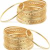 Loetere Loetere 50 Pcs Gold Bangle Bracelets Set For Women Boho Stackable Textured Bracelets Indian Chunky Multi Layer Bangles Gold Jewelry For Women Girl Wedding Gift Best