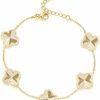 Galeuneon Galeuneon 14K Gold Plated Lucky Flower Bracelet |Adjustable Bracelets| Cute Link Bracelets Jewelry Gifts For Women Teen Girls (Gold) Clearance