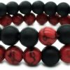 Hitele Lezisuire Cnlq Long Distance Bracelets For Lovers Couples Matching Gift Matte Agate 8Mm Bead Stone (Elastic Red) (Elastic Red) Hot