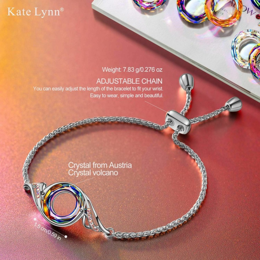 Kate Lynn Kate Lynn Rise From The Ashes Phoenix Bracelet Made With Crystals From Austria, Adjustable Slider Bracelet For Women, Packaged With Jewelry Box, Birthday Gift For Women, Symbol Of Luck And Renewal Hot