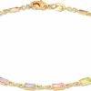 Barzel Barzel 18K Gold Plated Baguette Multi Stone Crystal Bracelet For Women- Made In Brazil Clearance