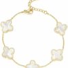 LYTWS Lytws 18K Gold Plated Lucky Flower Bracelet |Adjustable Bracelets| Cute Link Bracelets Jewelry Gifts For Women Teen Girls,White Online