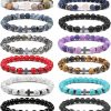 Jewdreamer Jewdreamer 12Pcs 8Mm Cross Beads Bracelet For Men Women Lava Rock Healing Gemstone Bracelet Tiger Eye Stone Howlite Crystal Stretch Bracelet Set Best