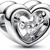 Pandora Pandora Radiant Heart & Floating Stone Charm - Compatible Moments Bracelets - Jewelry For Women - Mother'S Day Gift - Made With Sterling Silver & Cubic Zirconia Clearance