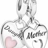 Pandora Pandora Double Heart Split Dangle Charm - Compatible Moments Bracelets - Jewelry For Women - Mother'S Day Gift - Made With Sterling Silver & Enamel Hot