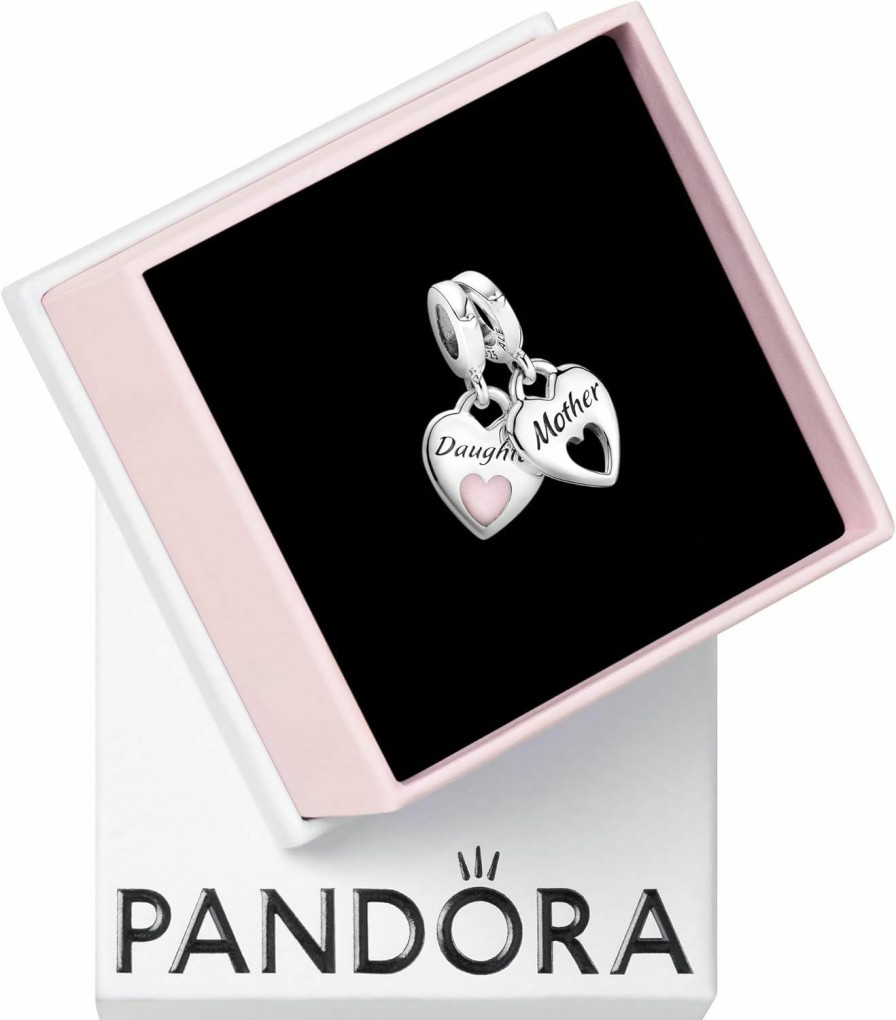 Pandora Pandora Double Heart Split Dangle Charm - Compatible Moments Bracelets - Jewelry For Women - Mother'S Day Gift - Made With Sterling Silver & Enamel Hot