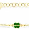 GELIN 14K Solid Gold Green Clover Bracelet | 14K Yellow Gold Four Leaf Clover Bracelets For Women | Dainty Gold Luck Bracelets | Women'S 14K Gold Jewelry | Gift For Christmas, Adjustable 6\" To 7\" Online