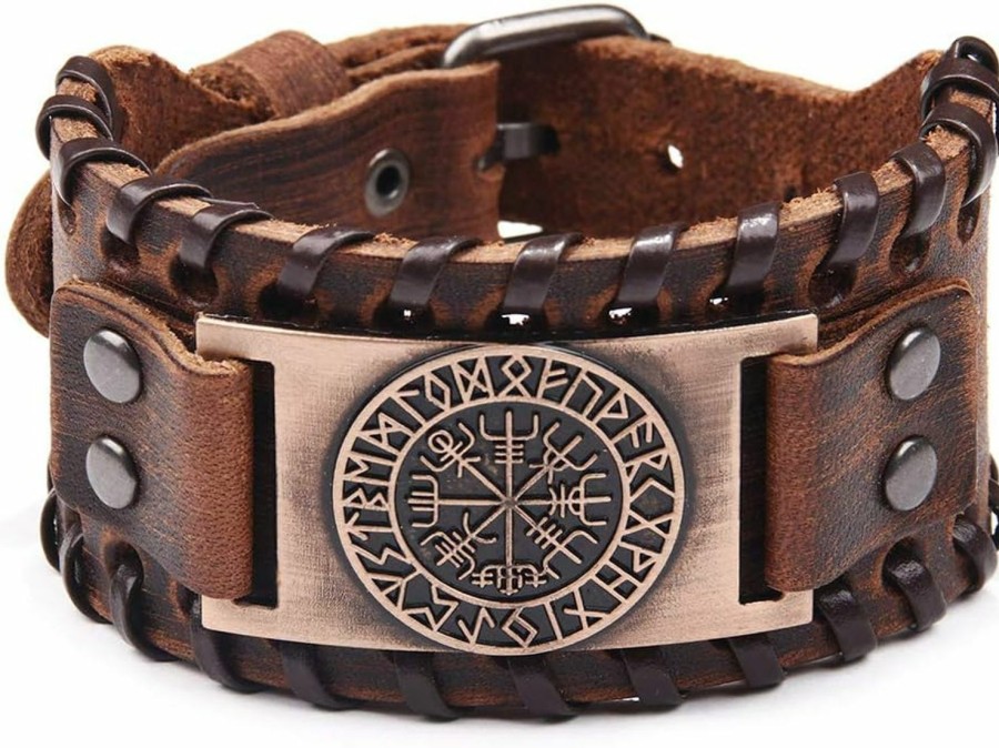 TURTLEDOVE Turtledove Viking Bracelet Norse Vegvisir - Nordic Bracelet With Runic Compass - Celtic Pagan Jewelry Best