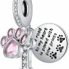 MallDou Jewelry Dog Paw Charm For Charms Bracelet Pink Crystals Dangle Charms Birthday Jewelry Gifts For Women Wholesale