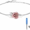 MANBU Manbu Rose Cremation Urn Jewelry For Ashes - 925 Sterling Silver Memorial Keepsake Ring Bracelet Necklace Gift For Women, Bereavement Gift For A Loss Of The Loved One New