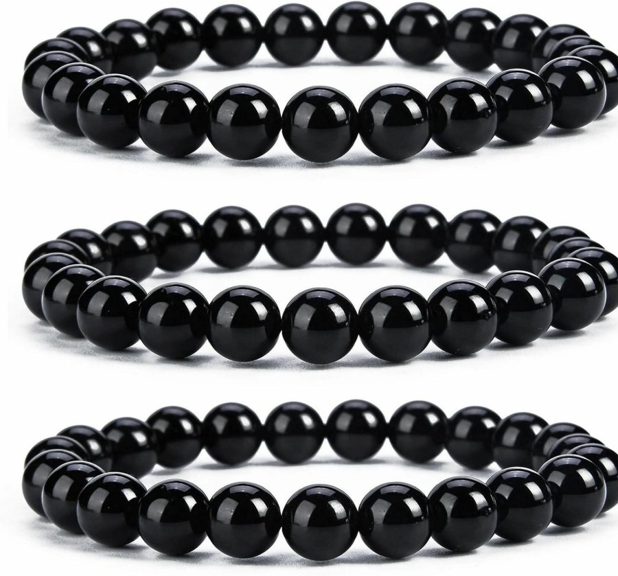 Long tiantian Long Tiantian 2/3Pcs Shungite Bracelet Black Onyx Bracelet Shungite Stones Bracelets For Women Men Black Beaded Stretch Bracelet Healing Bracelet Jewelry Spiritual Healing Balance Reiki Online