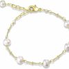 Cowlyn Cowlyn Pearl Bracelet Baroque Cultured Link 14K Gold Plated Adjustable Love Extension Chain Valentine'S Day Gift Retro Charm Jewelry For Women Girls New