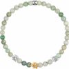 KARMA AND LUCK Karma And Luck - Limitless Potential - Abundance & Prosperity Burmese Women'S Real Jade 925 Sterling Silver - 18K Gold Plated Triple Lotus Charm Stretch Bracelet Handmade In Bali Hot