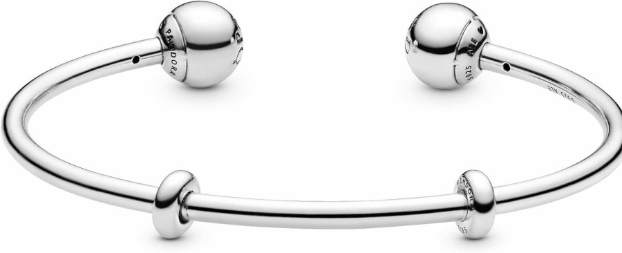 Pandora Pandora Moments Sterling Silver Open Bangle For Women - Compatible Moments Charms - Sterling Silver Bracelet - Gift For Her, With Gift Box Wholesale