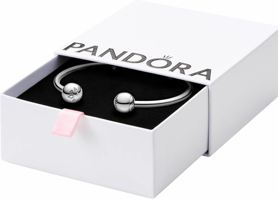 Pandora Pandora Moments Sterling Silver Open Bangle For Women - Compatible Moments Charms - Sterling Silver Bracelet - Gift For Her, With Gift Box Wholesale