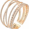 Ecesha Ecesha Bling Multilayer Chunky Silver/Gold Twist Crystal Rhinestone Adjustable Arm Cuff Bracelet Bangle For Women Bride Wedding Formal Prom Jewelry Costume Accessories New