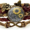 Gmamasim Home Gmamasim Home Sunflower Gifts Sunflower Leather Bracelet For Women Teen Girls You Are My Sunshine Boho Bracelets For Wife Daughter Mom Birthday Friendship Bracelets Gifts For Her Hot