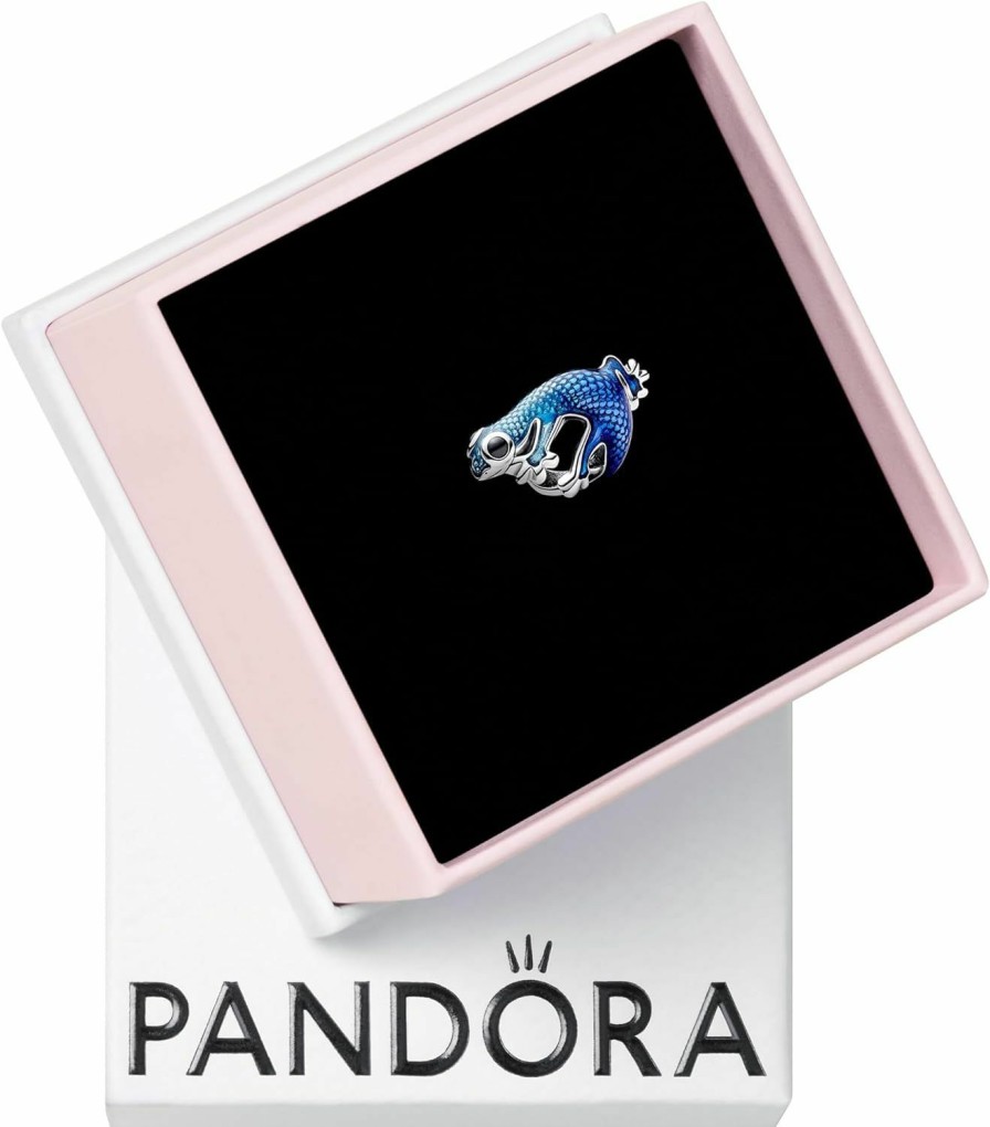 Pandora Pandora Metallic Blue Gecko Charm - Compatible Moments Jewelry - Stunning Gift For Women - Sterling Silver & Enamel With Crystal - With Gift Box Clearance