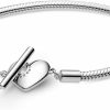 Pandora Pandora Moments Engravable Heart T-Bar Snake Chain Bracelet Online