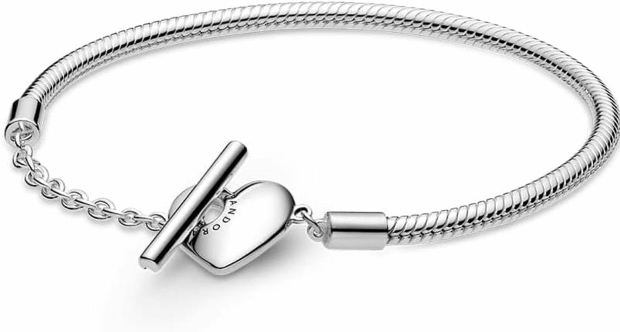 Pandora Pandora Moments Engravable Heart T-Bar Snake Chain Bracelet Online