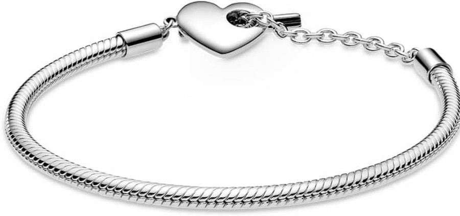 Pandora Pandora Moments Engravable Heart T-Bar Snake Chain Bracelet Online