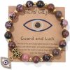 Pingyongchang Pingyongchang Evil Eye Bracelet For Women Men Natural Stone Beads Handmade Bracelet Inspirational Bracelet With Gift Message Card Kabbalah Protection Good Luck Jewelry Gift Best