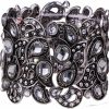 YACQ Yacq Women'S Flower Stretch Cuff Bracelet Fit Wrist Size 6-1/2 To 7-1/2 Inch - Comfortable Elastic Band & Floral Pattern Crystal Jewelry - Lead & Nickle Free - Halloween Costume Outfit Online