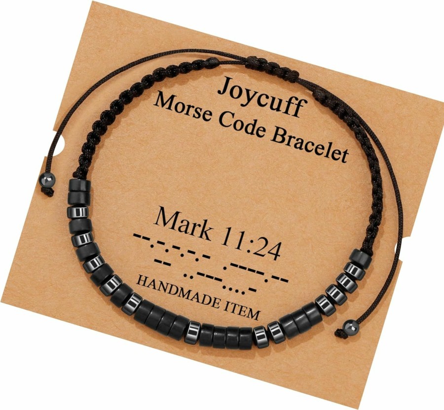 JoycuFF Joycuff Inspirational Men Secret Message Obsidian Beads Woven Jewelry Gifts For Her Clearance