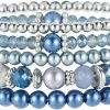 Noessla Noessla Beaded Pearl Stretch Bracelet Silver Stackable Crystal Beads Bracelets Trendy Costume Jewelry Mothers Day Gifts For Women Hot