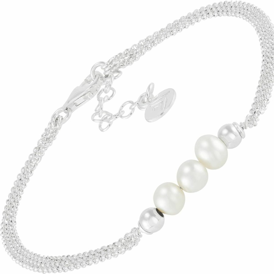 Silpada Silpada 'Pearl City' Sterling Silver Freshwater Pearl Chain Bracelet, 7\" + 1\" Clearance