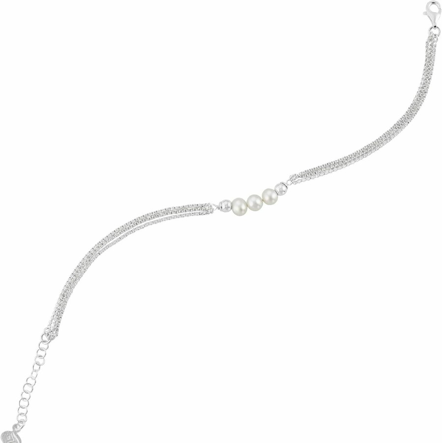 Silpada Silpada 'Pearl City' Sterling Silver Freshwater Pearl Chain Bracelet, 7\" + 1\" Clearance