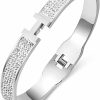 LeoYletc Leoyletc 18K Gold And Silver Plated Bangle Bracelet For Women Girls Stainless Steel With Cubic Zirconia Womens Jewelry Gifts Hot