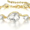 BriLove Brilove Women'S Wedding Bridal Crystal Multi Teardrop Link Bracelet For Party Prom Best