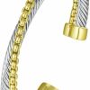 UNY JEWEL Uny Jewel Jewelry Make A Statement With Our Two Tone Twisted Cable Wire Ball Weave Cuff Bangle Makes A Thoughtful And Stylish Gift Hot