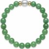 Belacqua 14K Gold Natural Jade And Freshwater Pearl Stretch Bracelet For Women Best