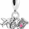 Pandora Pandora Airplane, Globe & Suitcase Triple Dangle Charm Bracelet Charm Moments Bracelets - Stunning Women'S Jewelry - Gift For Women - Made With Sterling Silver & Enamel Online