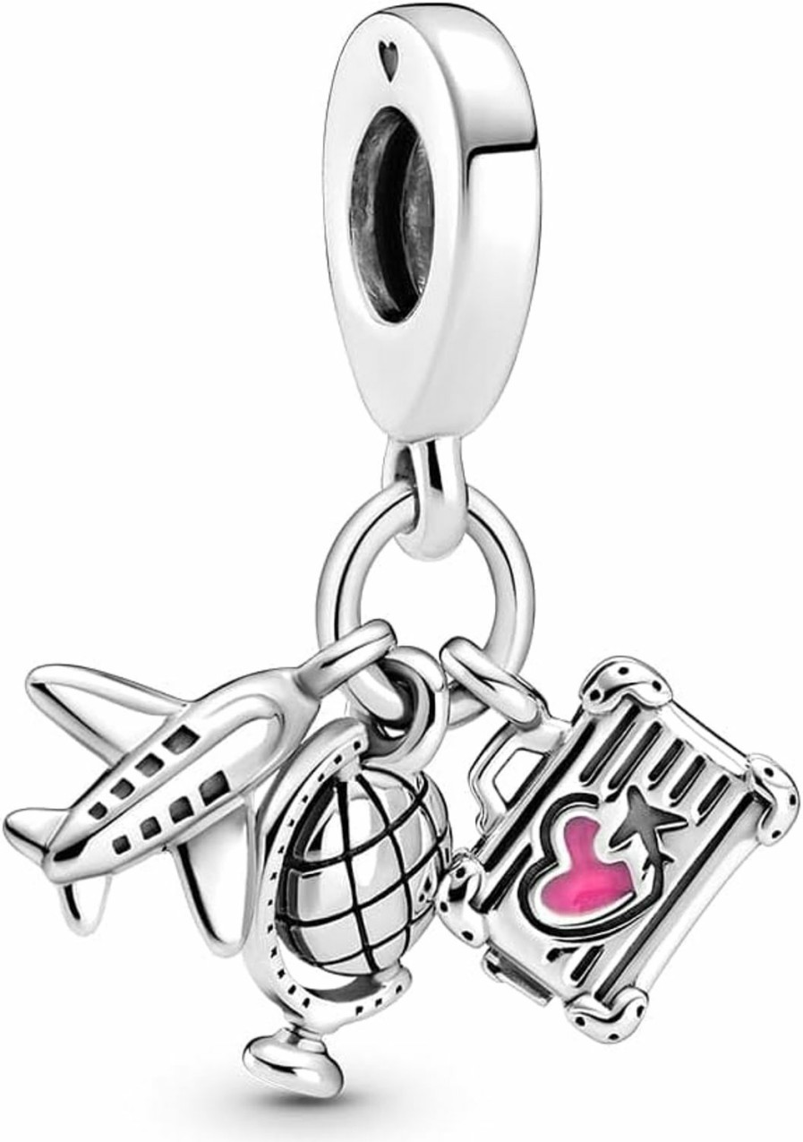 Pandora Pandora Airplane, Globe & Suitcase Triple Dangle Charm Bracelet Charm Moments Bracelets - Stunning Women'S Jewelry - Gift For Women - Made With Sterling Silver & Enamel Online