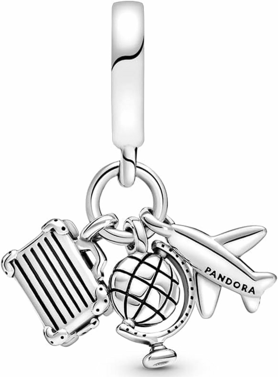 Pandora Pandora Airplane, Globe & Suitcase Triple Dangle Charm Bracelet Charm Moments Bracelets - Stunning Women'S Jewelry - Gift For Women - Made With Sterling Silver & Enamel Online