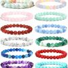 FIRAZIO Firazio 12Pcs 8Mm Gemstones Beaded Stretch Bracelet For Women Healing Crystal Stone Bracelets Round Beads Semi-Precious Stretch Bracelet Set Uni Online