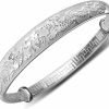 Merdia Merdia Women'S 999 Solid Sterling Silver Chinese Dragon Phoenix Carved Adjustable Bangle Bracelet 27G Weight For Women, Ladies And Elder | Dragon Jewelry For Women | Sterling Silver Bangle Online