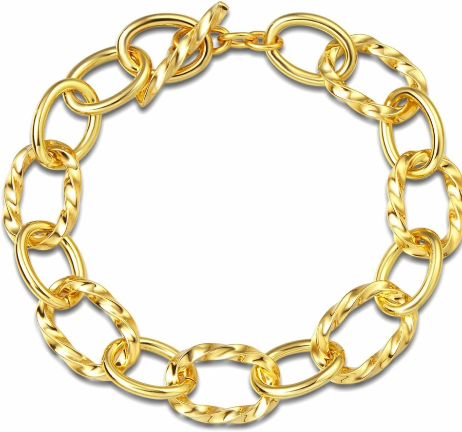 UNY JEWEL Uny Jewel Luxury Fusion Twisted Cable Link Chain Bracelet For Women Shinny Designer Dupes Statement Jewelry Two Tone Gold Wire Link Wholesale