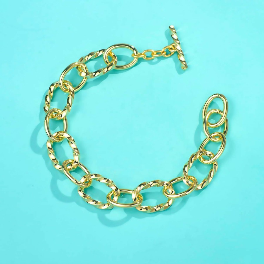 UNY JEWEL Uny Jewel Luxury Fusion Twisted Cable Link Chain Bracelet For Women Shinny Designer Dupes Statement Jewelry Two Tone Gold Wire Link Wholesale