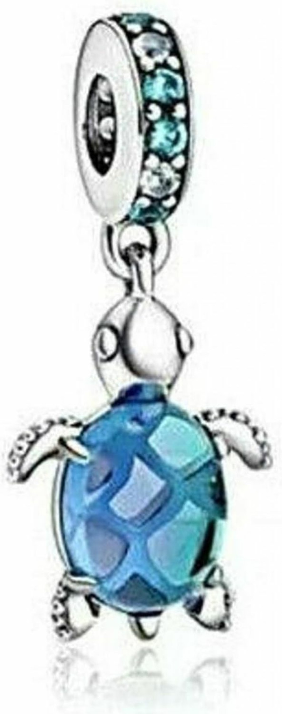 Pandora Pandora Murano Glass Blue Sea Turtle Dangle Charm - Compatible Moments Bracelets - Jewelry For Women - Gift For Women - Made With Sterling Silver & Man-Made Crystal New