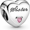 Pandora Pandora Jewelry Sister'S Love Charm - Compatible Moments Bracelets - Jewelry For Women - Sterling Silver Bracelet Charm With Cubic Zirconia - Mother'S Day Gift With Gift Box Online