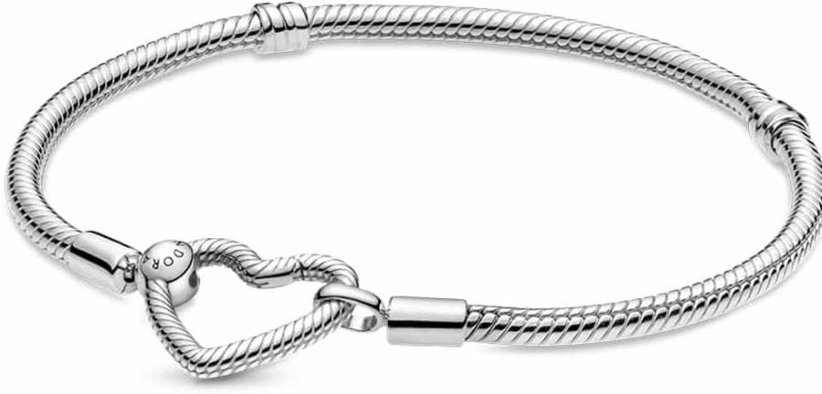 Pandora Pandora Moments Heart Clasp Snake Chain Bracelet - Charm Bracelet For Women - Compatible Moments Charms - Sterling Silver - 6.7\" Hot