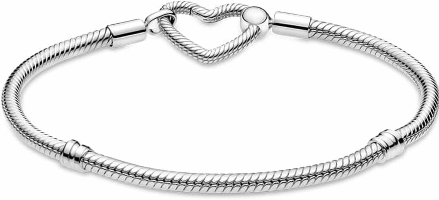 Pandora Pandora Moments Heart Clasp Snake Chain Bracelet - Charm Bracelet For Women - Compatible Moments Charms - Sterling Silver - 6.7\" Hot