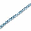 KOKAV Kokav 925 Sterling Silver Genuine Blue Topaz 31-7/8 Ct Cushion Tennis Bracelet. 7In Length Best