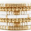 EMUFOOK Emufook Gold Beaded Bracelets For Women And Men Bohemian Friendship Bracelets Clay Bracelets Vinyl Disc Stretch Layering Stackable Bead Bracelets Summer Surfer Heishi Beach Jewelry Kit New